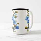 Mug à deux tons 15 oz - Branches en floraison (Devant droit)