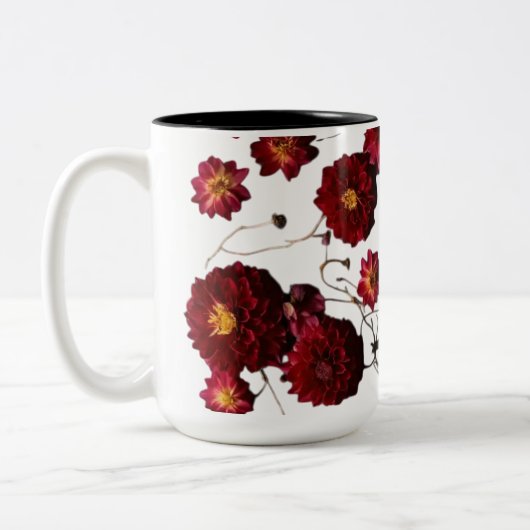 Mug à deux tons 15 oz - Design d'explosion florale (Gauche)