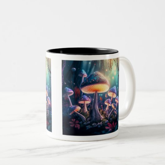 Mug à deux tons de champignons magiques, 11 oz (Devant droit)