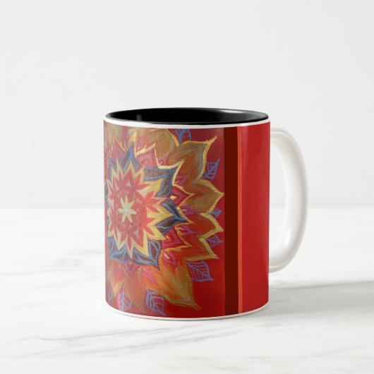Mug à deux tons de Mandala rouge (Devant droit)