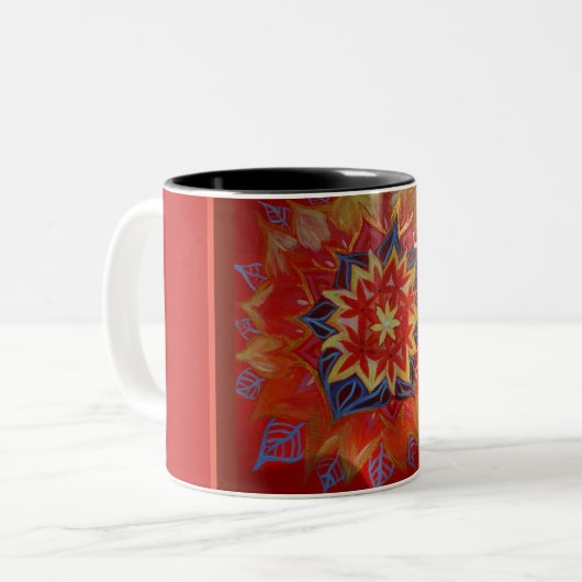 Mug à deux tons de Mandala rouge (Devant gauche)