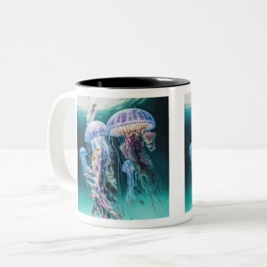 Mug à deux tons de méduse, 11 oz (Devant gauche)