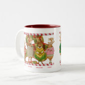 Mug à deux tons de NOËL REINDEER Maroon (Devant gauche)