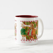 Mug à deux tons de NOËL REINDEER Maroon (Devant droit)