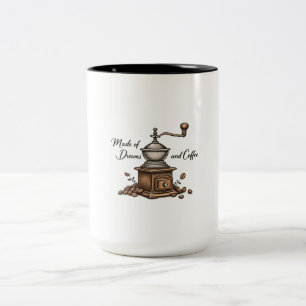 Mug à deux tons "Fabriqué de rêves et de café" - C