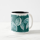 Mug à deux tons Feuille turquoise (Devant droit)