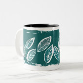 Mug à deux tons Feuille turquoise (Devant gauche)
