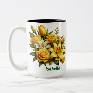 Mug à deux tons fleuris, 15 oz