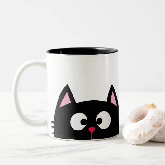 Mug à deux tons noir 11 oz (Avec donut)