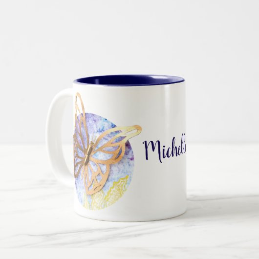 Mug à deux tons personnalisés avec papillon (Devant gauche)