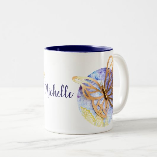 Mug à deux tons personnalisés avec papillon (Devant droit)