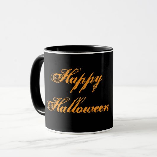 Mug à écriture manuscrite Joyeux Halloween (Noir e (Devant gauche)