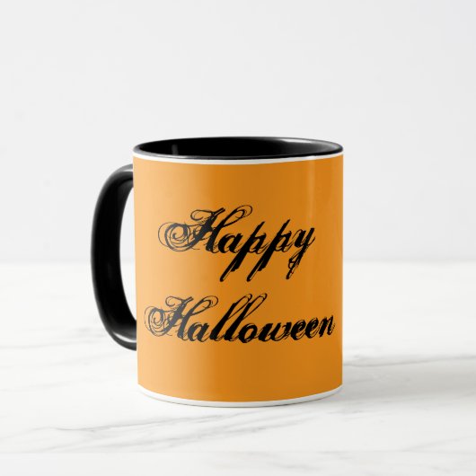 Mug à écriture manuscrite Joyeux Halloween (Orange (Devant gauche)