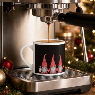 Mug à expresso Trois Gnomes Rouges de Noël Joyeux