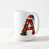 Mug A festif décoré Noël lettre rouge A (Devant droit)