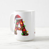 Mug A festif décoré Noël lettre rouge A (Devant gauche)