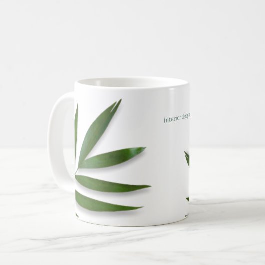 Mug à Feuilles de palme vert tropicale avec nom (Devant gauche)
