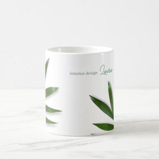 Mug à Feuilles de palme vert tropicale avec nom (Centre)