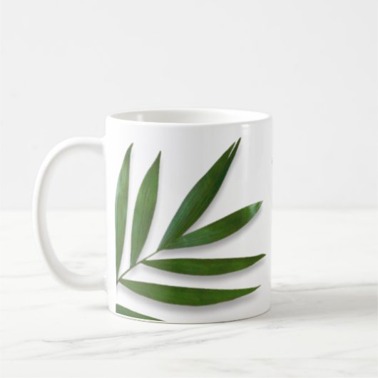 Mug à Feuilles de palme vert tropicale avec nom (Gauche)