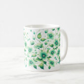 Mug à fleurs vertes/Design floral vert élégant (Devant droit)