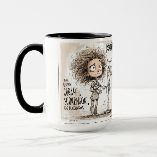 Mug  A Humorous Sketch on Healthcare Burnout (Gauche)