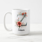 Mug à initiale florale personnalisée, cadeau pour  (Gauche)