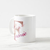Mug à initiale florale personnalisée – Lettre F (Devant gauche)