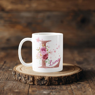 Mug à initiale florale personnalisée – Lettre L