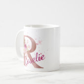 Mug à initiale florale personnalisée – Lettre R (Devant gauche)