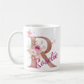 Mug à initiale florale personnalisée – Lettre R (Gauche)