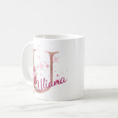 Mug à initiale florale personnalisée – Lettre U (Devant gauche)