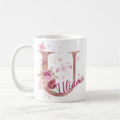 Mug à initiale florale personnalisée – Lettre U (Gauche)