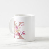 Mug à initiale florale personnalisée – Lettre X (Devant gauche)