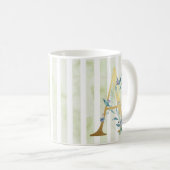 Mug A, initiale or sur bandes bleu et blanc (Devant droit)