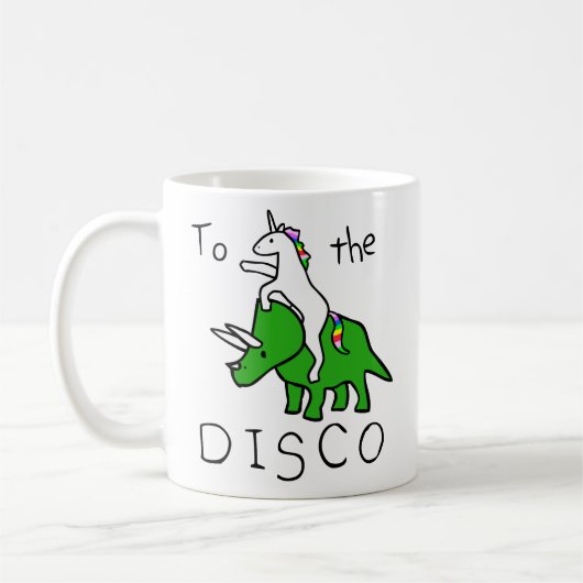 Mug À la disco (Triceratops d'équitation de licorne) (Gauche)