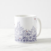 Mug à la frontière florale bleue (Devant droit)