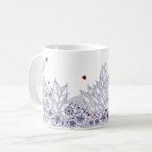 Mug à la frontière florale bleue (Devant gauche)