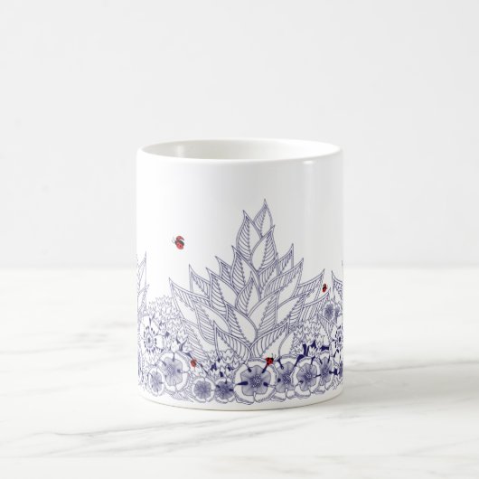 Mug à la frontière florale bleue (Centre)