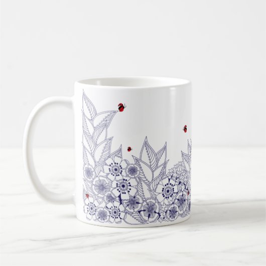 Mug à la frontière florale bleue (Gauche)