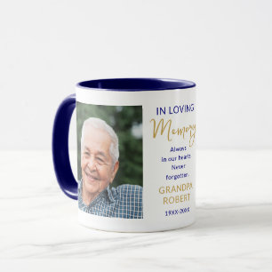 Mug À la mémoire affectueuse 2 Photo Bleue et Or Mémor