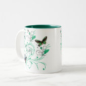 Mug à la vigne et de beaux papillons verts (Devant gauche)