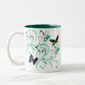 Mug à la vigne et de beaux papillons verts (Gauche)