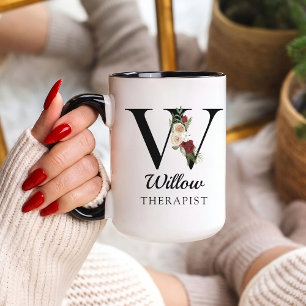 Mug à l'alphabet monogramme personnalisé pour thér