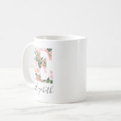 Mug à l'aquarelle florale initiale - E (Devant gauche)