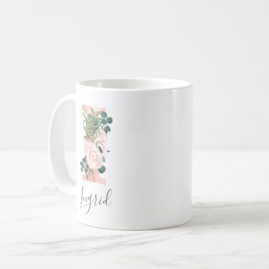Mug à l'aquarelle florale initiale - I (Devant gauche)