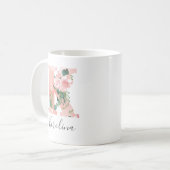 Mug à l'aquarelle florale initiale - K (Devant gauche)