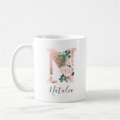Mug à l'aquarelle florale initiale - N (Gauche)