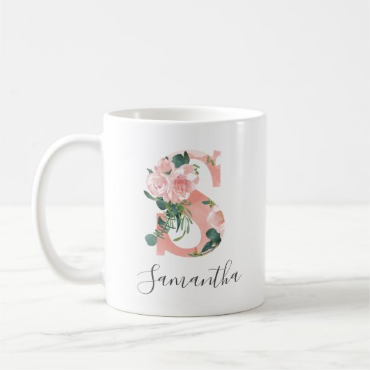 Mug à l'aquarelle florale initiale - S (Gauche)