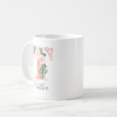 Mug à l'aquarelle florale initiale - T (Devant gauche)