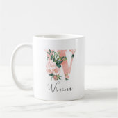 Mug à l'aquarelle florale initiale - W (Gauche)